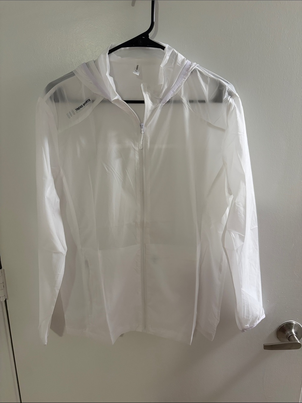 Lightweight White Sheer Hooded Zip Jacket